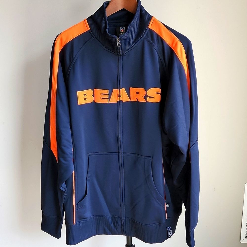 NWOT  Team apparel NFL bears zip up jacket navy blue and orange US L